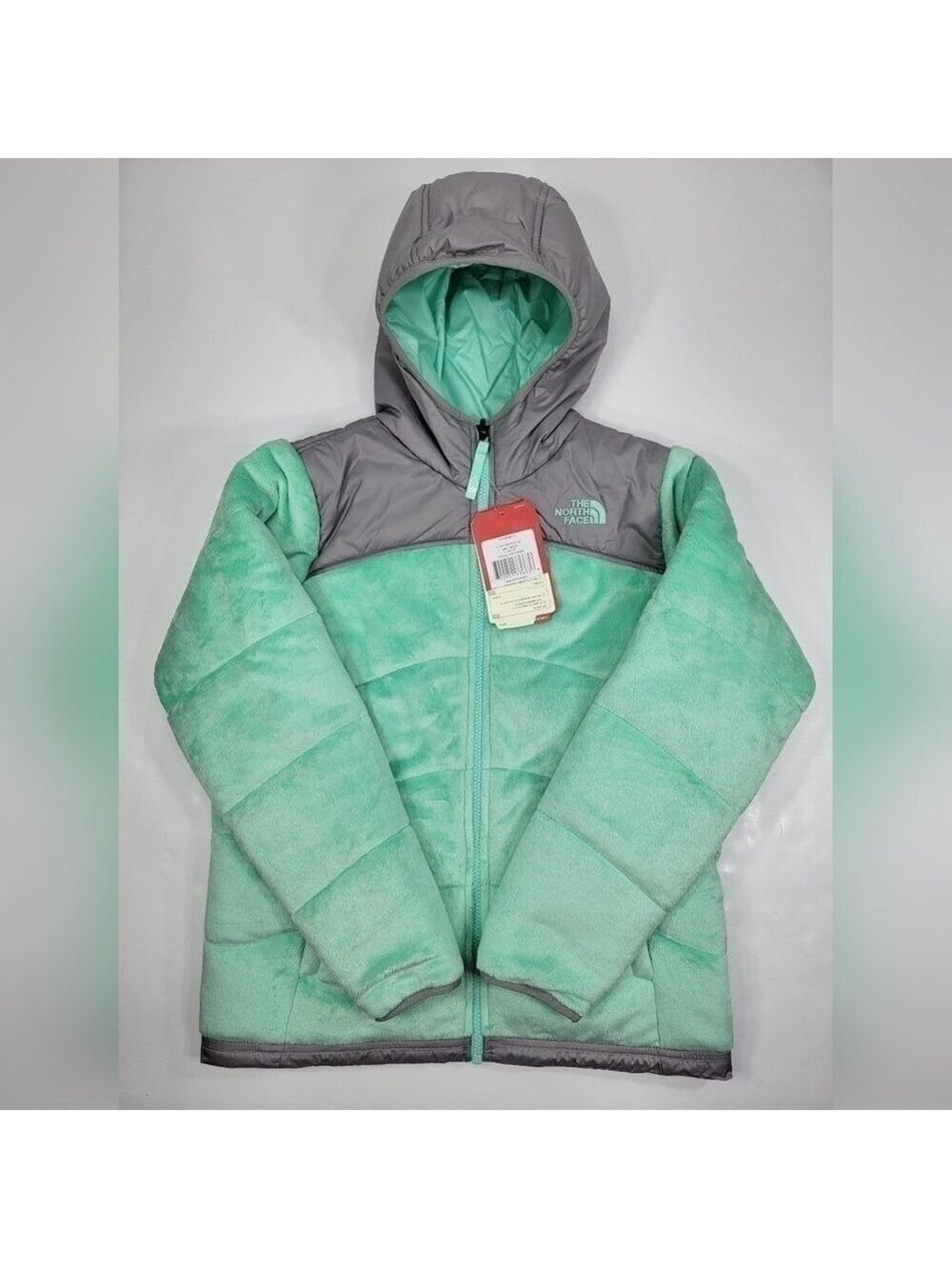 NEW THE NORTH FACE GIRLS L 14-16  REVERSIBLE PERSEUS JACKET SURF GREEN GRAY NWT